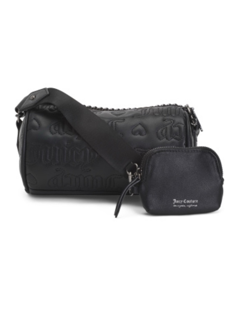 Juicy Couture Leather Puff Roll Crossbody Bag Hearts Font Design Retro